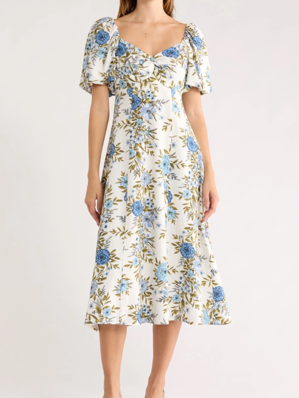 Avec Les Filles Twist Bodice Midi Dress
